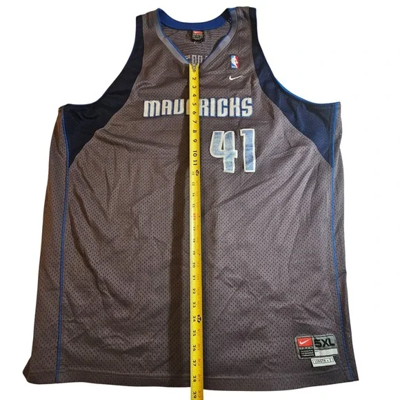 Dallas Mavericks Dirk‎ Nowitzki 41 Basketball Alt Jersey 5XL Grey Blue Nike NBA